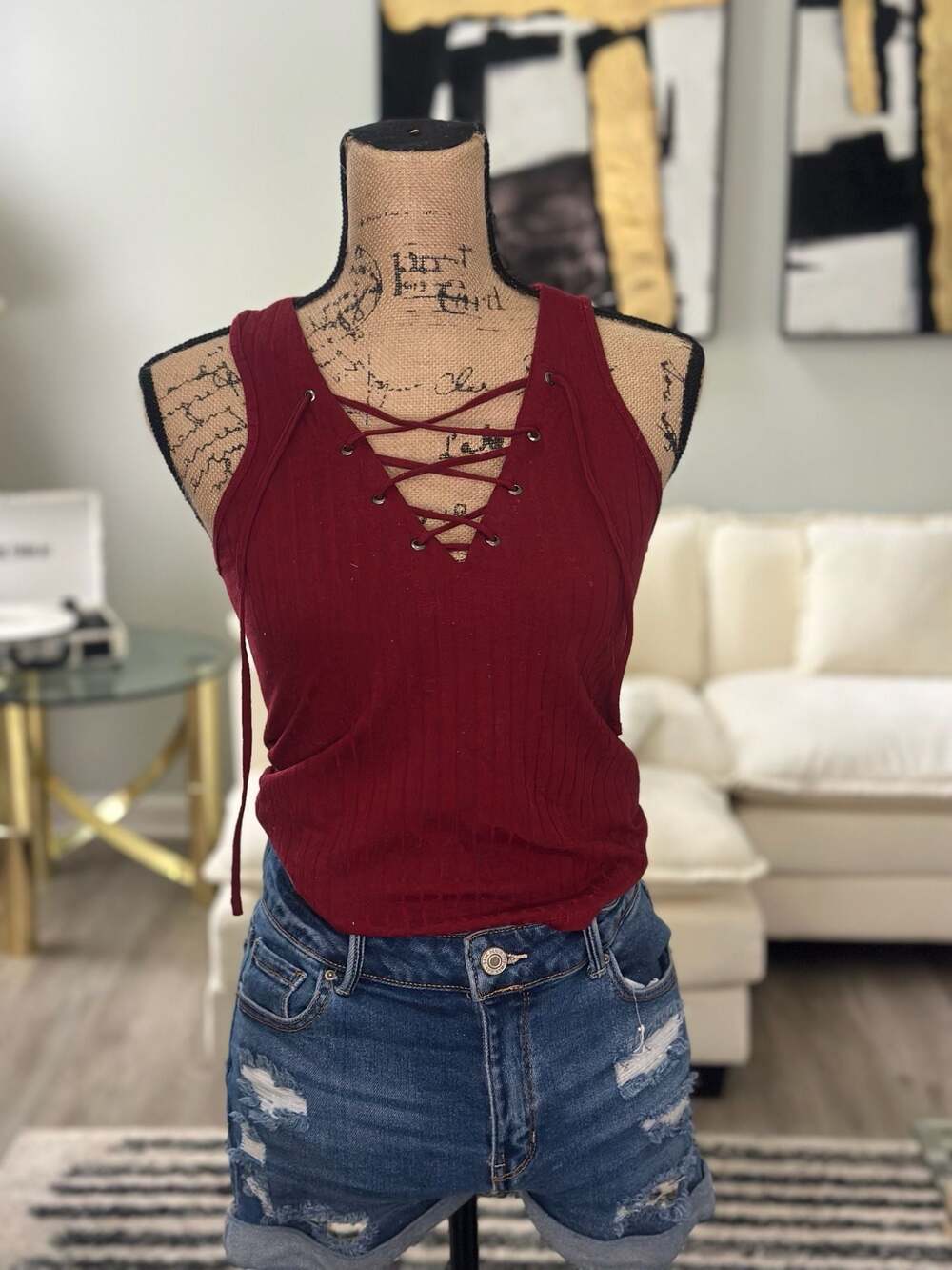 Rue21 burgundy tank top S (4-6)